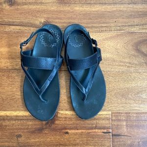 Black leather chacos. Ladies size 10. Worn, but still in good condition.
